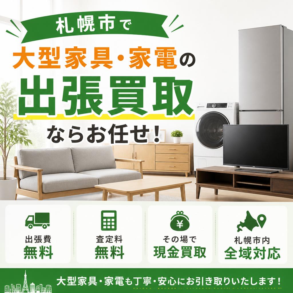 札幌市で大型家具・家電の出張買取ならお任せ！