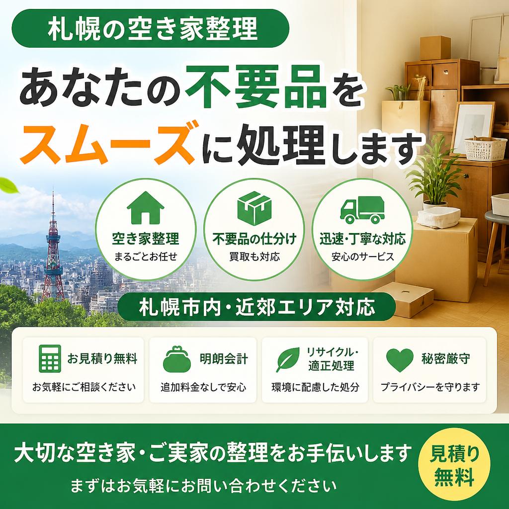 札幌の空き家整理、あなたの不要品をスムーズに処理します